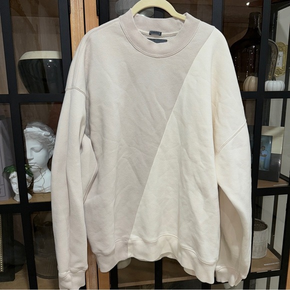 Abercrombie soft a&f crewneck oversized sweatshirt pullover beige two tone block - Picture 8 of 8